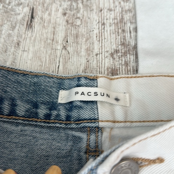 PacSun Two-Toned Distressed High Waisted Straight Leg Jeans - Picture 8 of 11